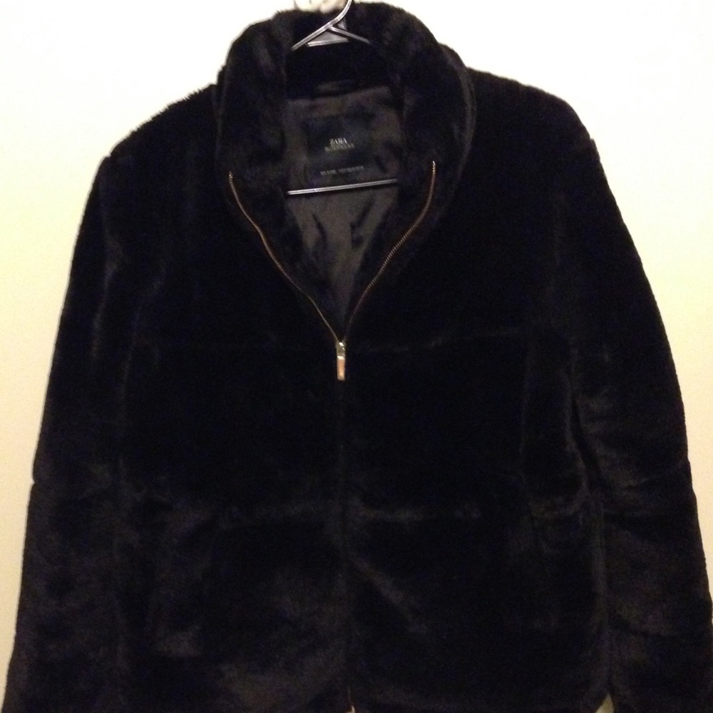 Zara Black Faux Fur Jacket